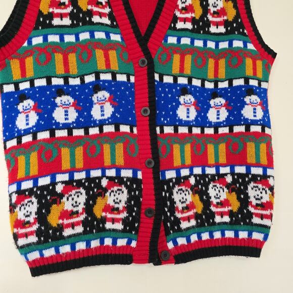 Vintage Ugly Christmas Sweater Vest Womens 1X/2X Santa Presents Oversized Artsy - Picture 2 of 8